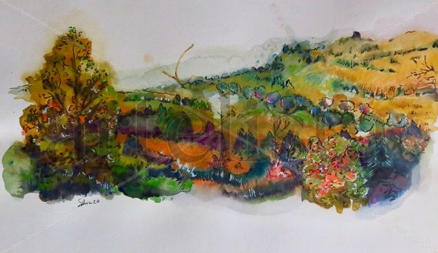 paisaje de otoño Watercolour Paper Landscaping