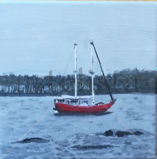 VELERO ROJO Oil Canvas Marine Painting