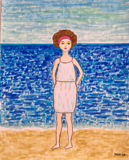 Niña en la playa Rotulador