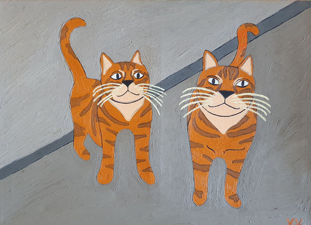 Los gatos de Elena Oil Canvas Animals