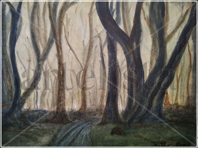 "El bosque de árboles danzantes" Acuarela Papel Paisaje