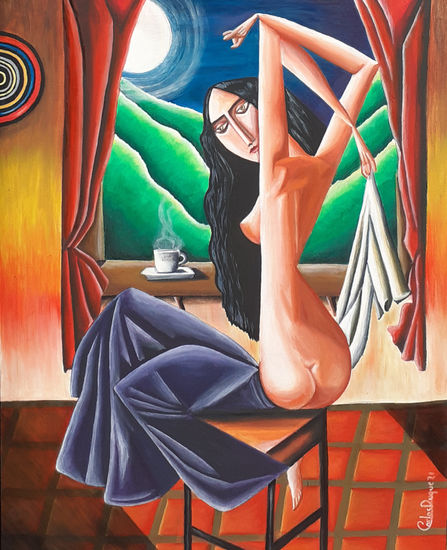 Mujer del cafetal III Oil Canvas Nude Paintings