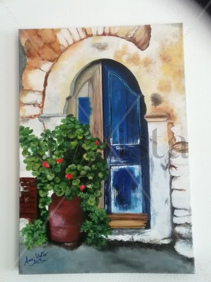 Puerta azul Oil Canvas Landscaping