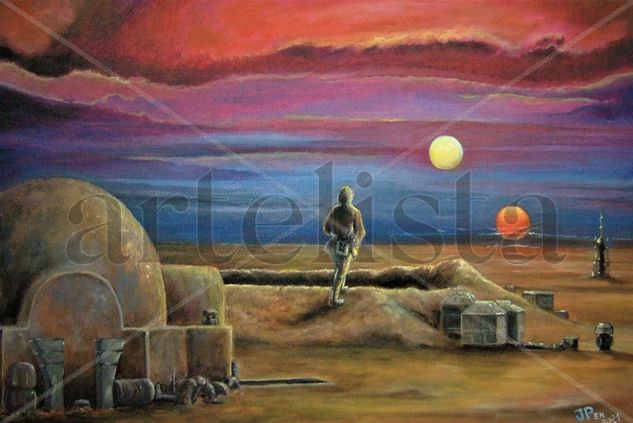 La Guerra de las Galaxias - Star Wars Binary Sunset Oil Canvas Landscaping