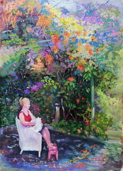 El jardín de Lines Oil Canvas Floral Painting