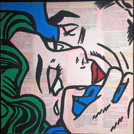 POR UN BESO DE LA FLACA Acrylic Canvas Figure Painting