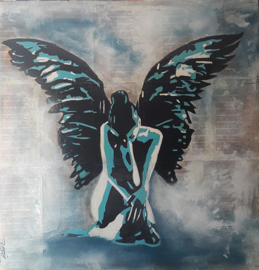 ANGEL AZUL Acrylic Canvas Figure Painting