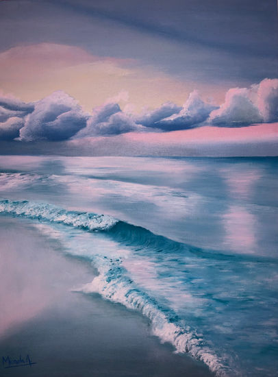 Atardecer en la playa. Oil Canvas Landscaping