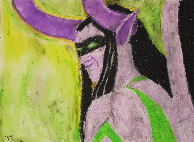 Retrato Illidan WoW de Vincent Wilson Pastel Papel Retrato