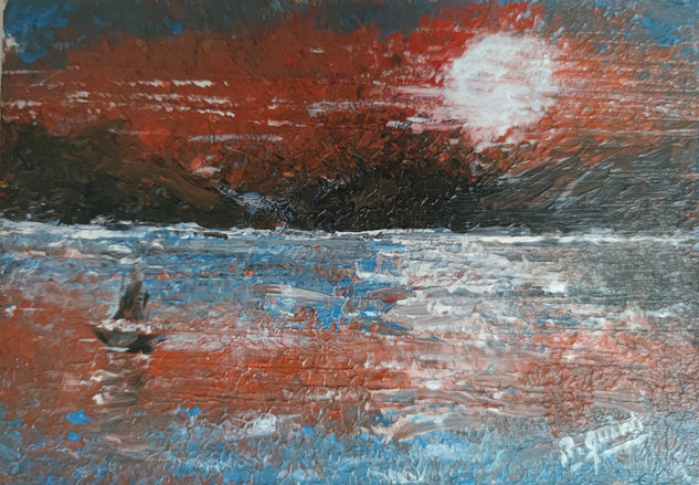 Puesta de sol II Acrylic Panel Marine Painting