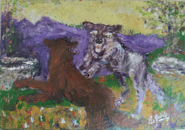 Lobos Acrylic Canvas Animals