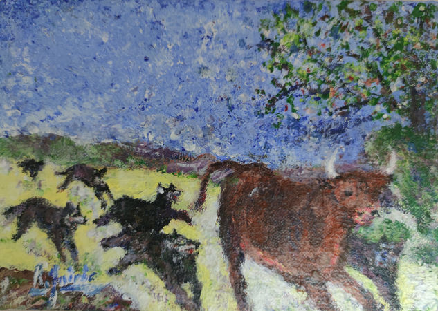 Lobos de caza Acrylic Canvas Animals