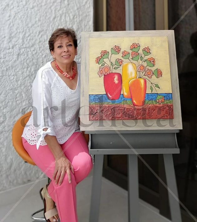 TRES JARRONES, QUINCE FLORES