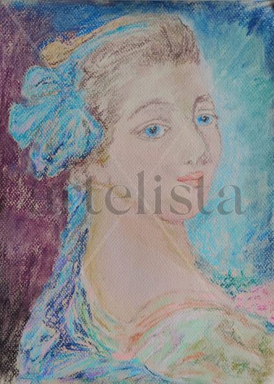 Joven rococo Pastel Paper Figure Painting