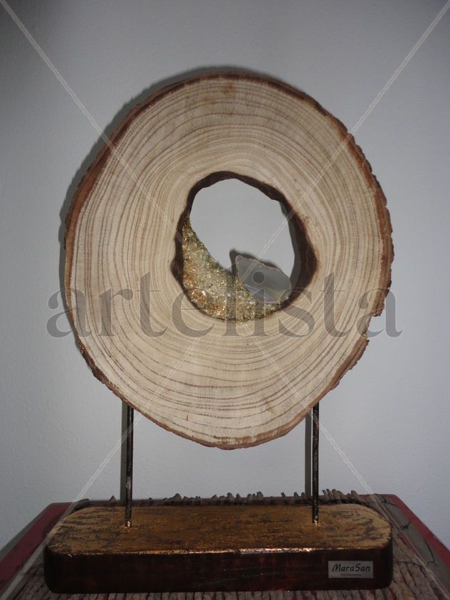Geoda madera - cristal oro
