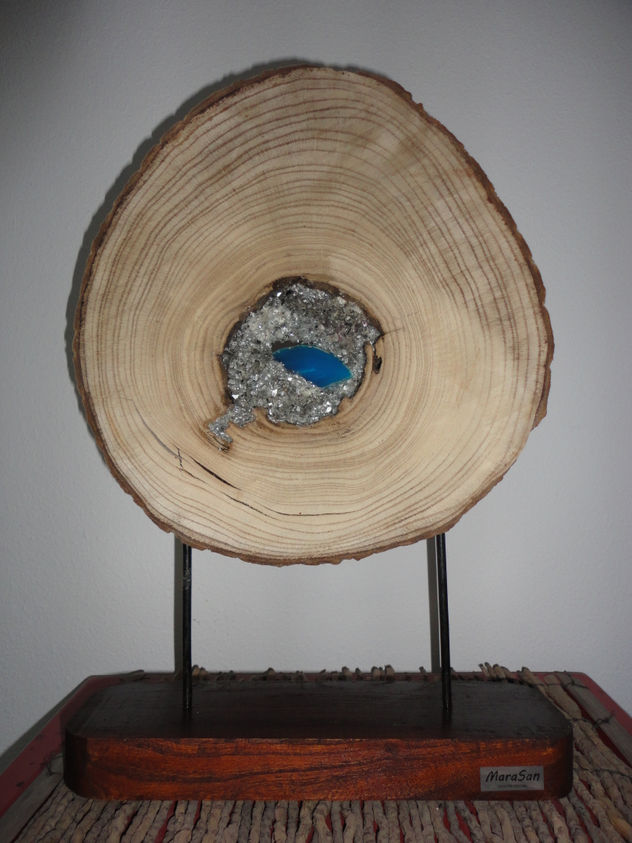 Geoda madera - vitral azul