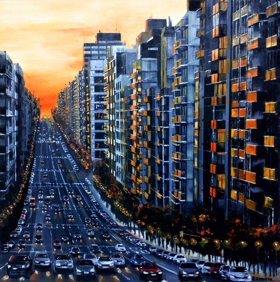 Avenida Colon, Mar del Plata Oil Canvas Landscaping