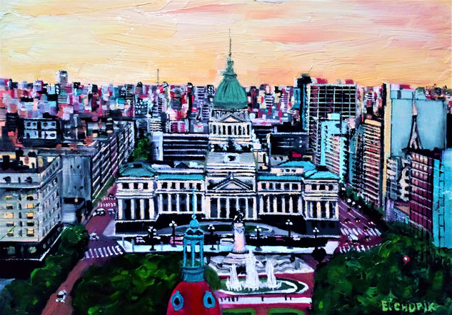 Congreso de Buenos Aires Oil Paper Landscaping