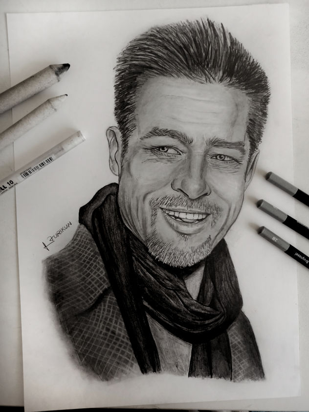 Retrato realista de Brad Pitt