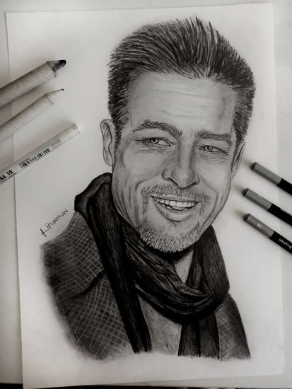 Retrato realista de Brad Pitt Graphite