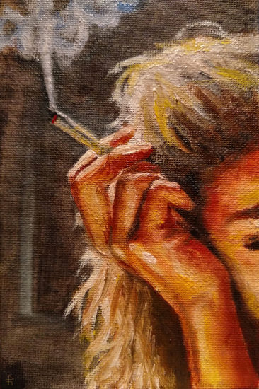 Smokey Girl Oil Canvas Portrait