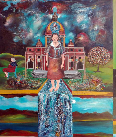 IGLESIA MAMÁ - MOM CHURCH - MAMMA CHIESA Oil Canvas Figure Painting