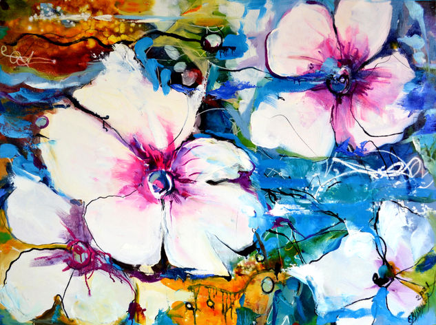 painting original ,modern Bissinger Oil Canvas Floral Painting