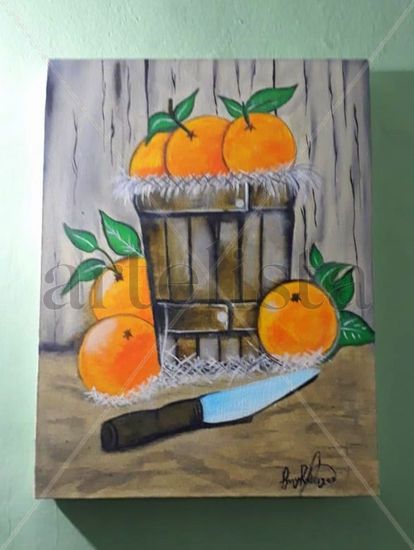 La cesta de naranjas Oil Canvas Floral Painting