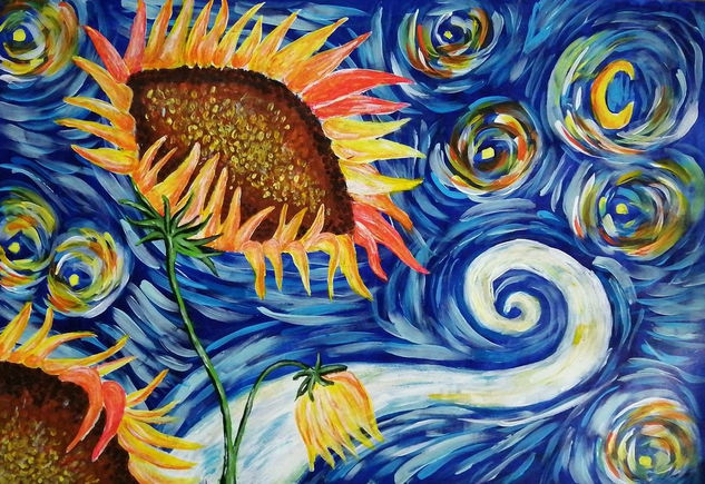 Girasoles Acrylic Card Floral Painting