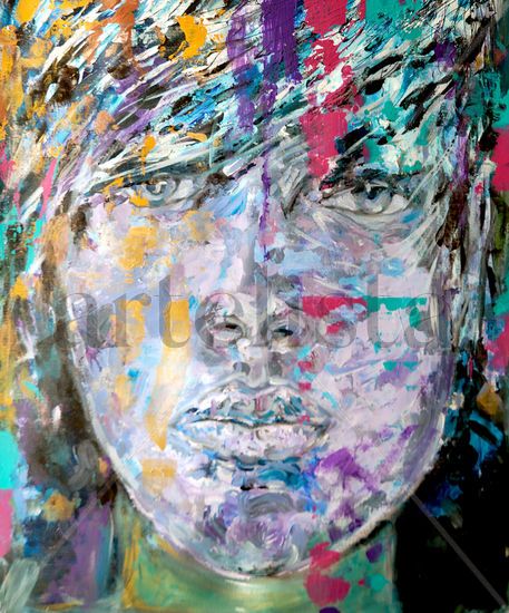 Blue face Mixed media Canvas Portrait