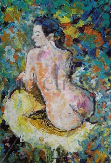 Nude in the garden Media Mixta Lienzo Figura