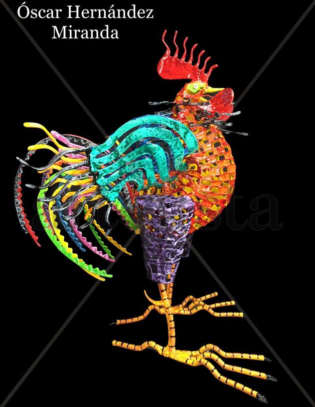 Gallo de pelea Óscar Hernandez esculturas metal
