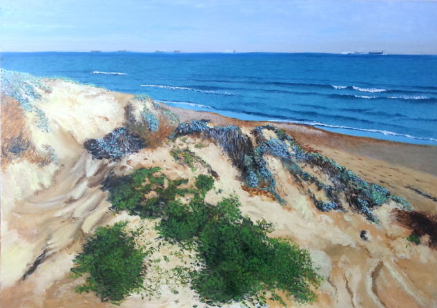 DUNAS Y MAR Oil Panel Marine Painting