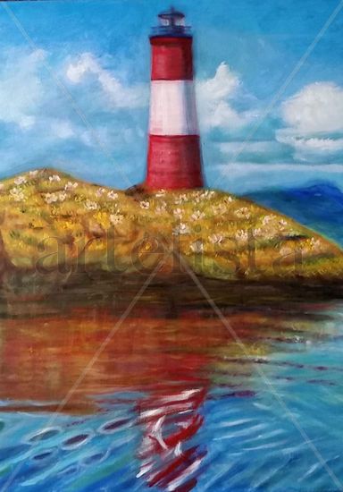 El Faro de las flores Oil Canvas Marine Painting