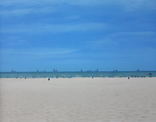 PLAYA LEJANA II Oil Panel Marine Painting