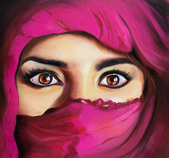 Burka Rosa Pastel Papel Retrato