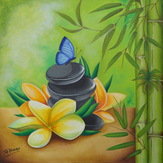 BUDISMO ZEN 3 Oil Canvas Floral Painting