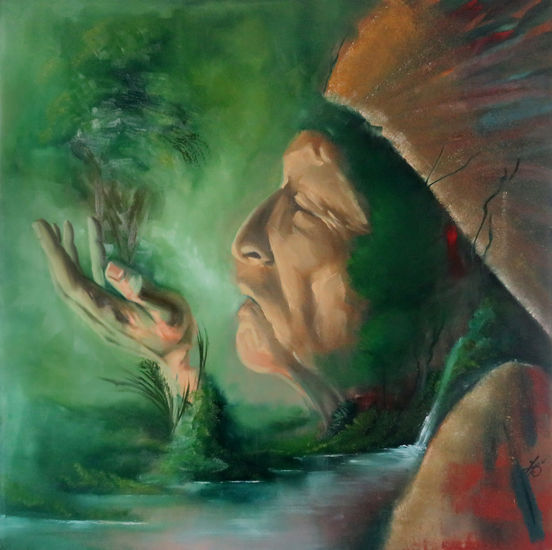 Shaman. Oil Canvas Portrait