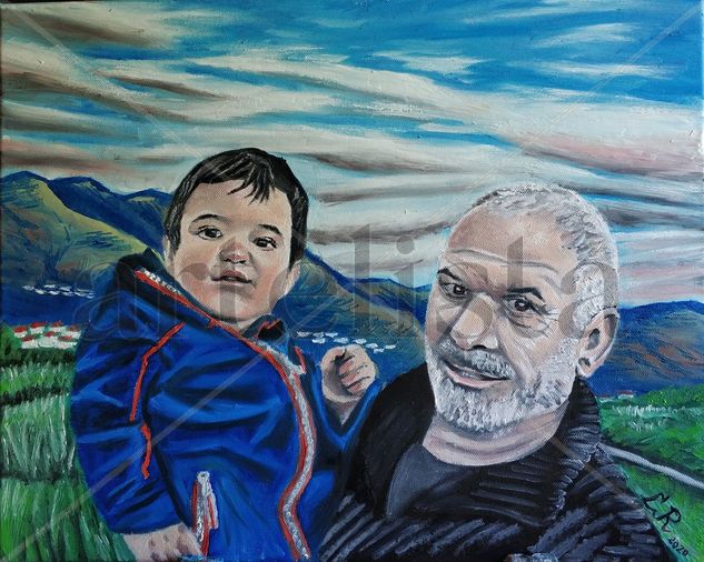 ABUELO Y NIETO Oil Canvas Portrait