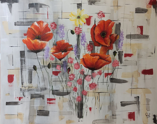 Amapolas en la ciudad Acrylic Canvas Others