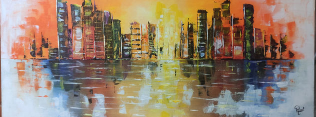 Ciudad dividida Acrylic Canvas Landscaping