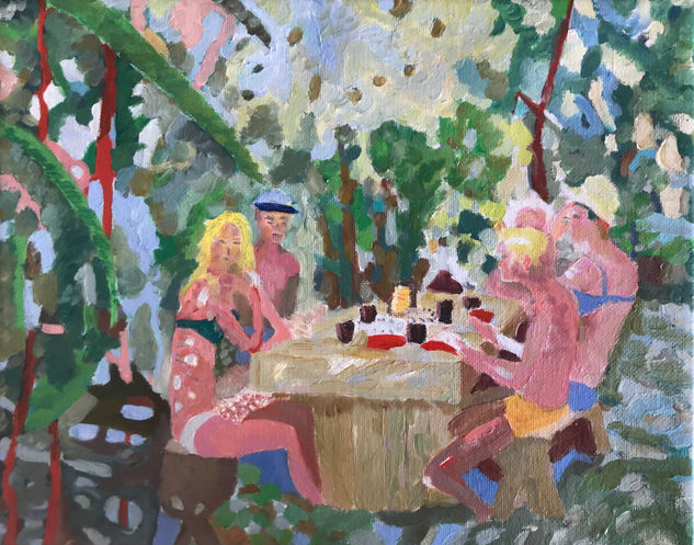 Picnic 1970 Oil Canvas Animals