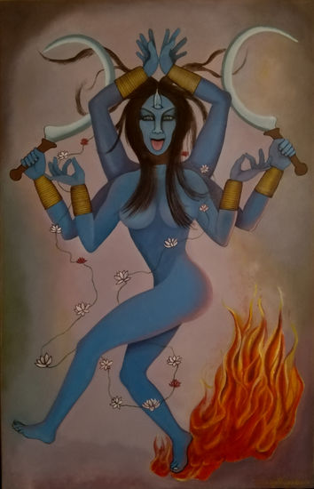 Diosa Kali Oil Textile Figure Painting