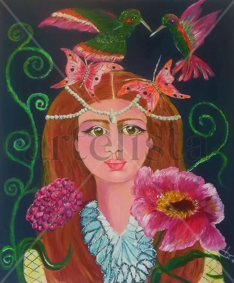 NINFA PRIMAVERAL Acrylic Canvas Figure Painting