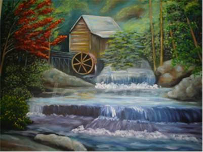 Cascada Oil Canvas Landscaping