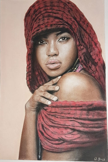 Mujer nubia Pastel Paper Portrait