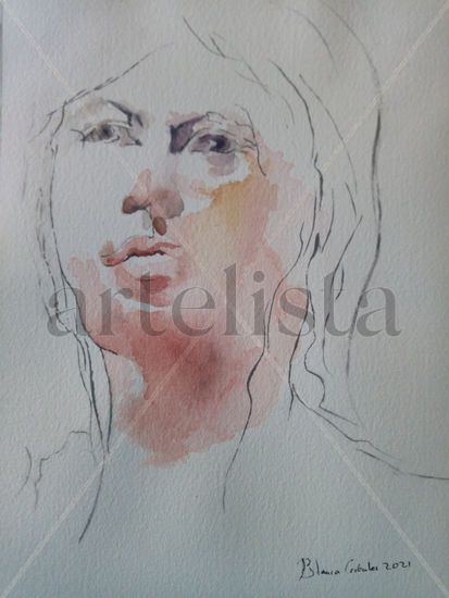 Mujer acuarelada Watercolour Paper Portrait