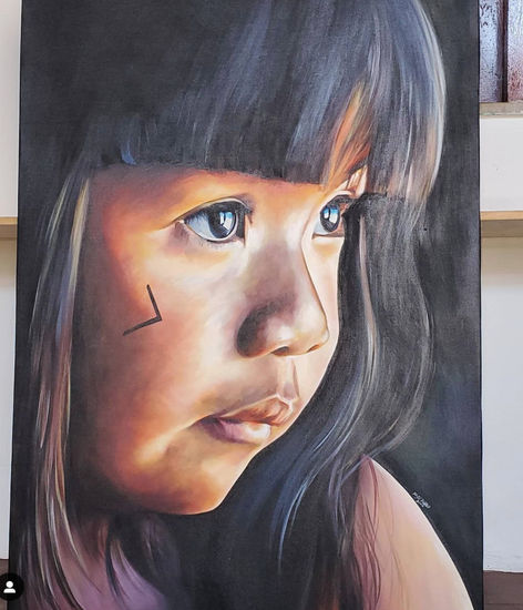 Taina - India guerreira Oil Canvas Portrait