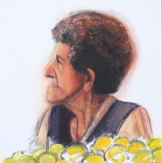 Vieja de los Limones Oil Canvas Portrait