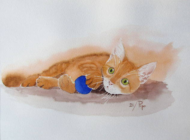 Tino con su pelota Watercolour Paper Animals